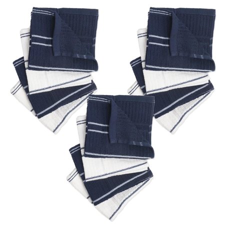 DESIGN IMPORTS Blue & White Ribbed Terry Dishcloth 70199A